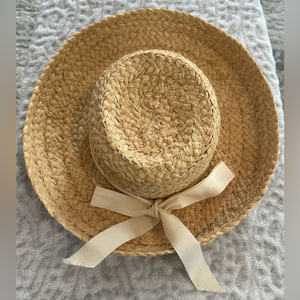 ✨VINTAGE✨ S.F. Green San Francisco SUN ☀️ HAT  w/ Cream BOW EUC‼️